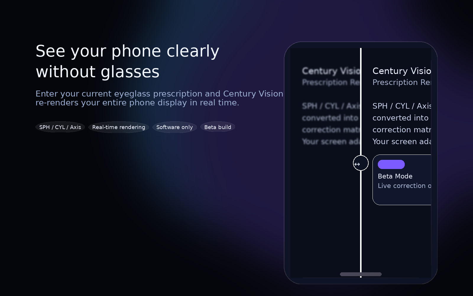 App mockup showing before and after